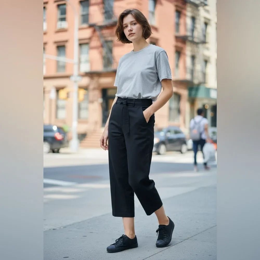 Wilfred Classic Black Belted Wool Trousers Size 6
